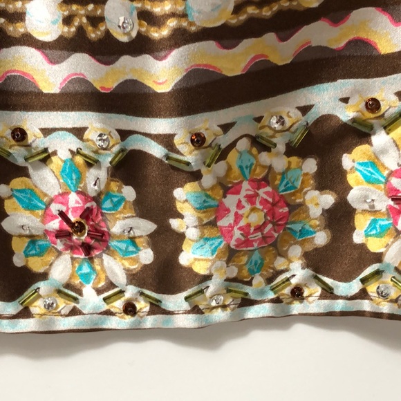 🆕 Silk A-Line Brown Tribal Print Skirt Plus Size - Picture 6 of 6